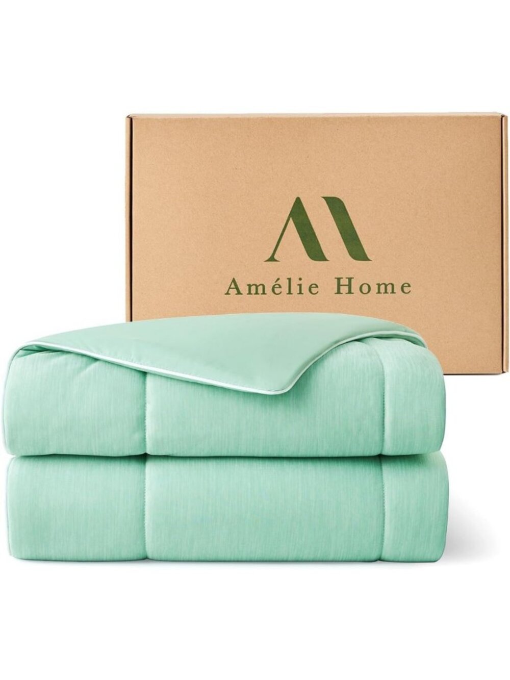 Cooling Comforter Queen for Hot Sleepers - Soft Heather Mint Green Bedding